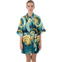 Waves Half Sleeve Satin Kimono  View1