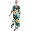 Waves Quarter Sleeve Wrap Front Maxi Dress View1