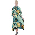 Waves Quarter Sleeve Wrap Front Maxi Dress View2