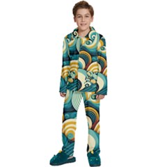 Waves Kids  Long Sleeve Velvet Pajamas Set by fructosebat