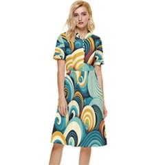 Waves Button Top Knee Length Dress by fructosebat