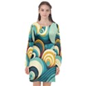 Waves Long Sleeve Chiffon Shift Dress  View1