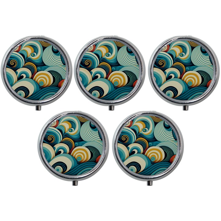 Waves Mini Round Pill Box (Pack of 5)