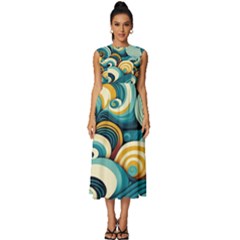 Waves Sleeveless Round Neck Midi Dress by fructosebat