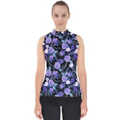 Dark Floral Mock Neck Shell Top by fructosebat