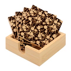 Dark Floral Bamboo Coaster Set