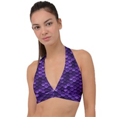 Purple Scales! Halter Plunge Bikini Top by fructosebat