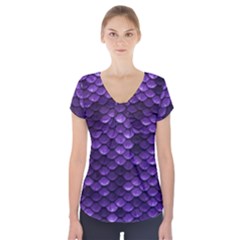 Purple Scales! Short Sleeve Front Detail Top by fructosebat