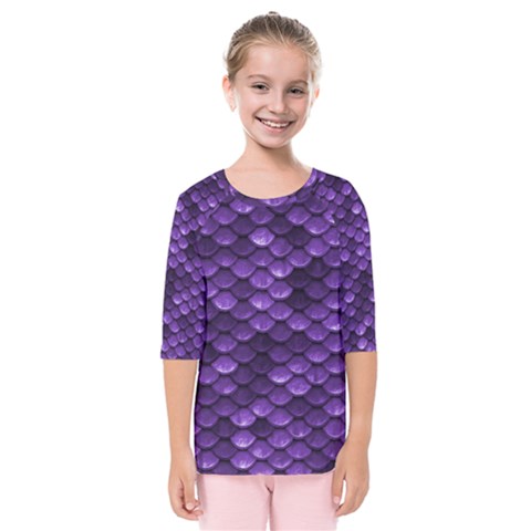 Purple Scales! Kids  Quarter Sleeve Raglan Tee by fructosebat