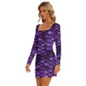 Purple Scales! Long Sleeve Square Neck Bodycon Velour Dress View2