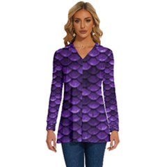 Purple Scales! Long Sleeve Drawstring Hooded Top