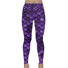 Purple Scales! Lightweight Velour Classic Yoga Leggings by fructosebat