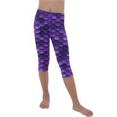 Purple Scales! Kids  Lightweight Velour Capri Leggings  by fructosebat