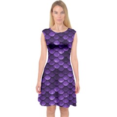 Purple Scales! Capsleeve Midi Dress by fructosebat