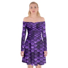 Purple Scales! Off Shoulder Skater Dress by fructosebat