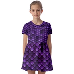 Purple Scales! Kids  Short Sleeve Pinafore Style Dress