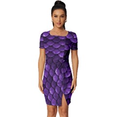 Purple Scales! Fitted Knot Split End Bodycon Dress