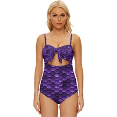 Purple Scales! Knot Front One-piece Swimsuit by fructosebat