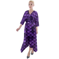 Purple Scales! Quarter Sleeve Wrap Front Maxi Dress by fructosebat