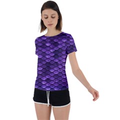 Purple Scales! Back Circle Cutout Sports Tee by fructosebat