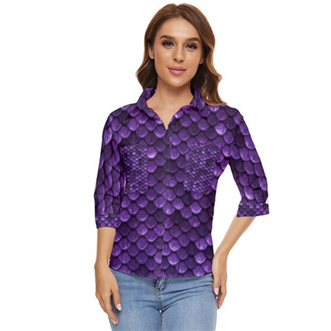 Purple Scales! Women s Quarter Sleeve Pocket Shirt by fructosebat