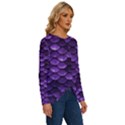 Purple Scales! Long Sleeve Crew Neck Pullover Top View3