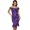 Purple Scales! Off Shoulder Ruffle Split Hem Bodycon Dress View1