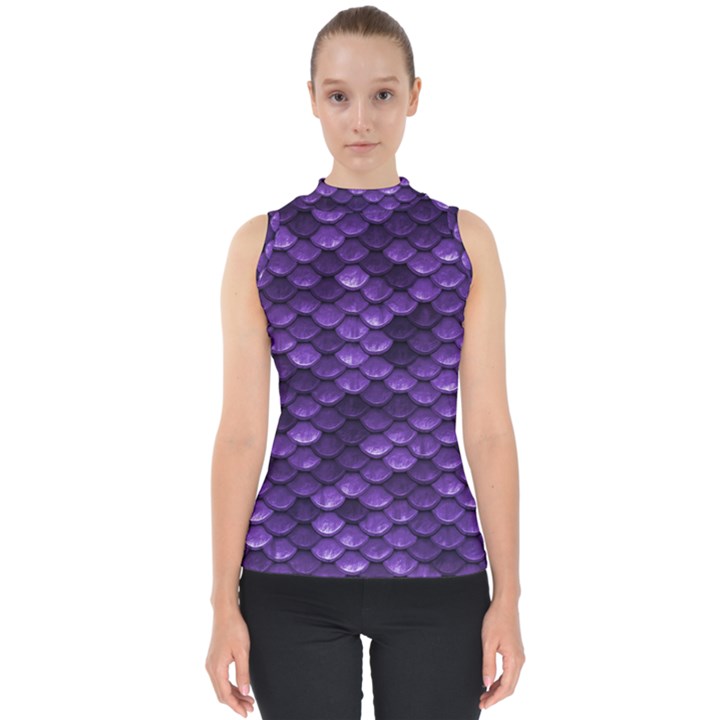 Purple Scales! Mock Neck Shell Top