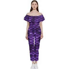 Purple Scales! Off Shoulder Ruffle Top Jumpsuit