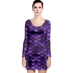 Purple Scales! Long Sleeve Bodycon Dress by fructosebat