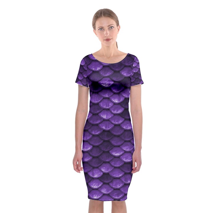 Purple Scales! Classic Short Sleeve Midi Dress