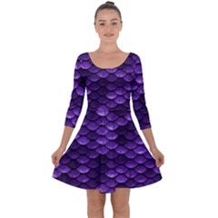 Purple Scales! Quarter Sleeve Skater Dress by fructosebat