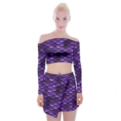 Purple Scales! Off Shoulder Top With Mini Skirt Set by fructosebat