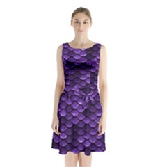 Purple Scales! Sleeveless Waist Tie Chiffon Dress by fructosebat