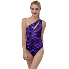 Purple Scales! To One Side Swimsuit by fructosebat