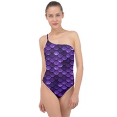 Purple Scales! Classic One Shoulder Swimsuit by fructosebat