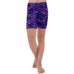 Purple Scales! Kids  Lightweight Velour Capri Yoga Leggings by fructosebat