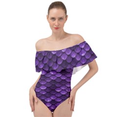 Purple Scales! Off Shoulder Velour Bodysuit  by fructosebat