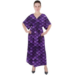 Purple Scales! V-neck Boho Style Maxi Dress by fructosebat