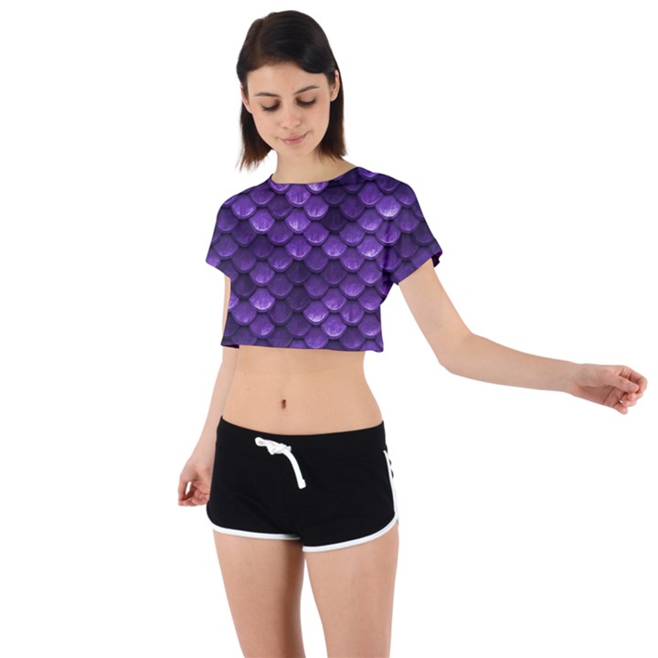 Purple Scales! Tie Back Short Sleeve Crop Tee