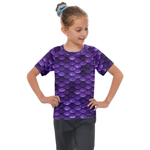 Purple Scales! Kids  Mesh Piece Tee by fructosebat