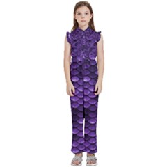 Purple Scales! Kids  Sleeveless Ruffle Edge Band Collar Chiffon One Piece by fructosebat