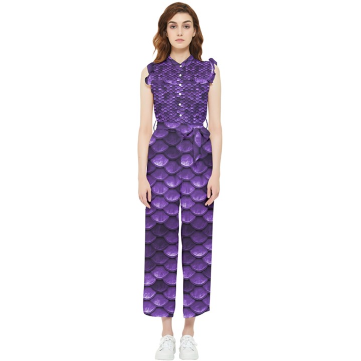 Purple Scales! Women s Frill Top Chiffon Jumpsuit