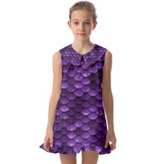 Purple Scales! Kids  Pilgrim Collar Ruffle Hem Dress by fructosebat