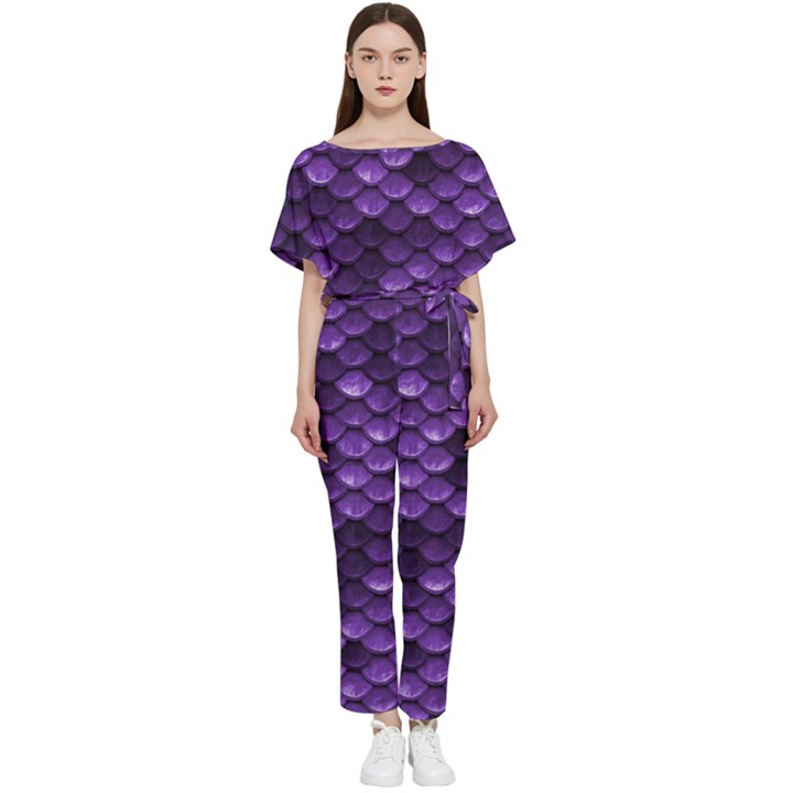 Purple Scales! Batwing Lightweight Chiffon Jumpsuit