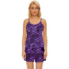 Purple Scales! Satin Pajama Short Set