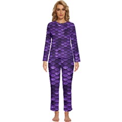 Purple Scales! Womens  Long Sleeve Lightweight Pajamas Set by fructosebat