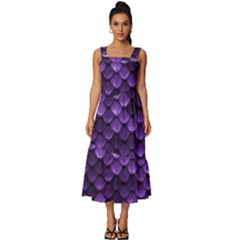 Purple Scales! Square Neckline Tiered Midi Dress