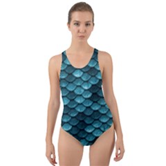 Teal Scales! Cut-out Back One Piece Swimsuit by fructosebat