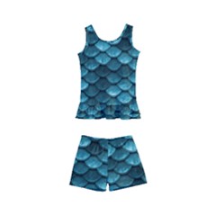 Teal Scales! Kids  Boyleg Swimsuit by fructosebat